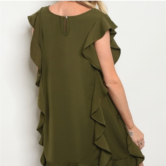 Very J | Black Sheath Ruffle Mini Sleeveless Dress - Picture 2 of 8